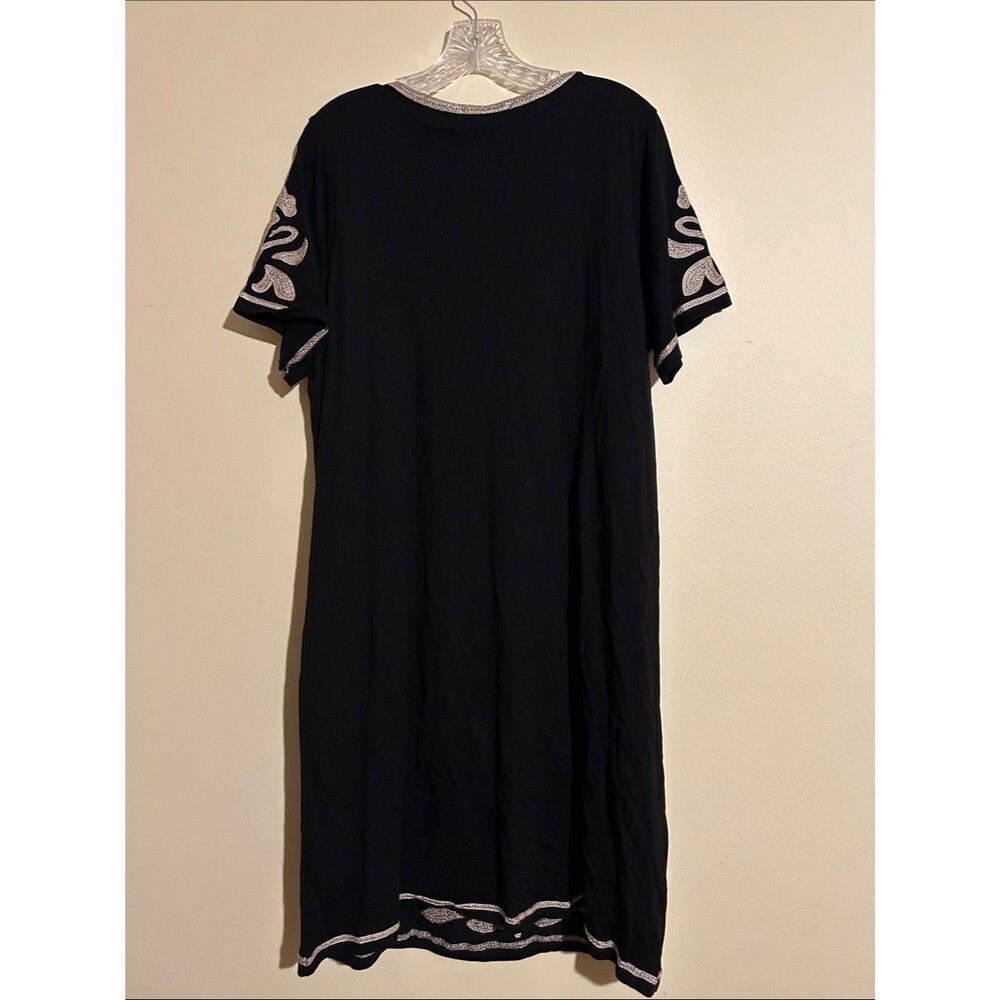 INC International Concepts Black Mini Dress with Silver Embroidered Pattern - Picture 6 of 8